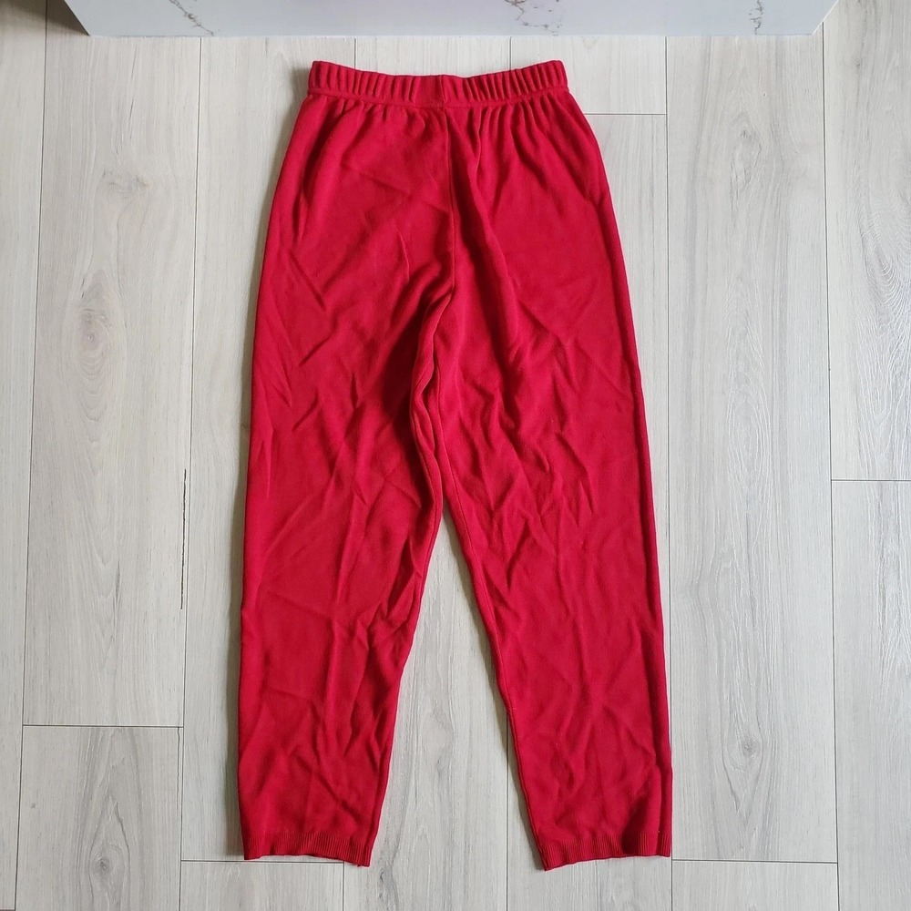 Vintage Karen Lessly Sweatpants Womens M Red Knit Elastic Waist Pull On USA Pant
